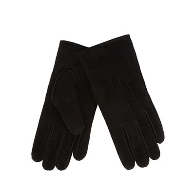 Black suede borg lined gloves